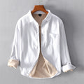 Men's Casual Shirts Autumn New Plus Velvet Long-Sleeved Shirt Retro Turn-down Collar Thickening Warm Male Tops Clothing