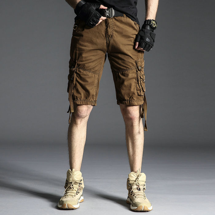 Summer Men Short Pants Knee Length Cotton Military Mens Cargo Shorts Multi-pocket Outdoor Army Work Male Shorts