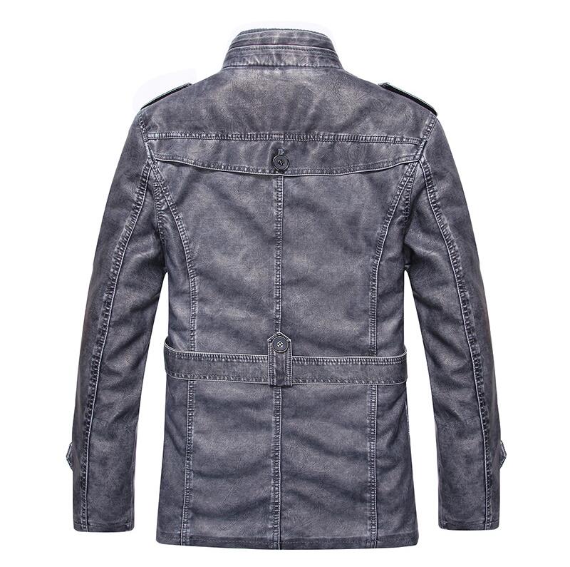 Vintage Men's Leather Jackets Autumn Winter New Casual Motorcycle Leather Jacket Mens Long Thicken Faux Fur Coats