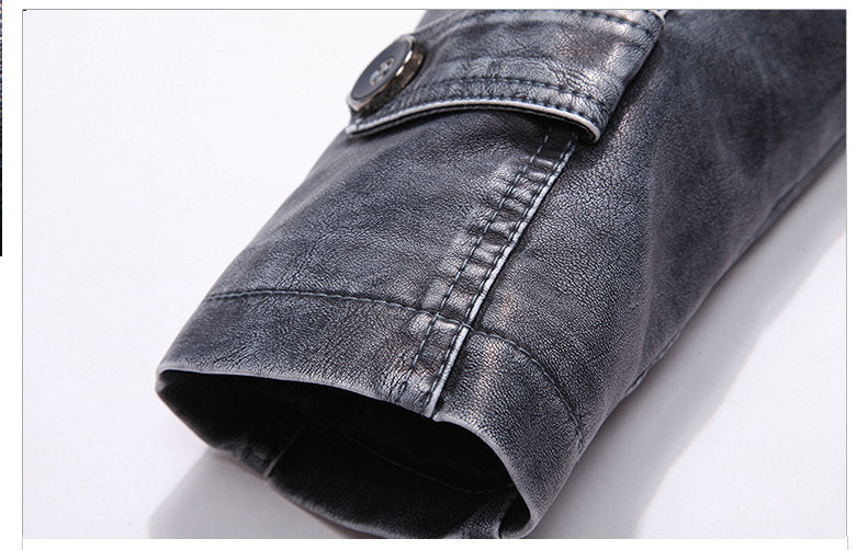 Vintage Men's Leather Jackets Autumn Winter New Casual Motorcycle Leather Jacket Mens Long Thicken Faux Fur Coats