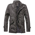 Vintage Men's Leather Jackets Autumn Winter New Casual Motorcycle Leather Jacket Mens Long Thicken Faux Fur Coats