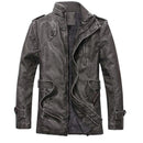 Vintage Men's Leather Jackets Autumn Winter New Casual Motorcycle Leather Jacket Mens Long Thicken Faux Fur Coats