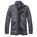 Vintage Men's Leather Jackets Autumn Winter New Casual Motorcycle Leather Jacket Mens Long Thicken Faux Fur Coats