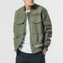Nouveau automne hommes veste décontractée manteau hommes lavé solide coton vêtements armée vert Bomber vestes mâle Cargo manteaux Streetwear