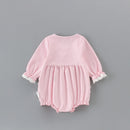 Newborn England Style Baby Girls Bodysuits Peter Pan Collar Kids Baptism Bodysuit Infant Baby Christening Clothes 0-18M