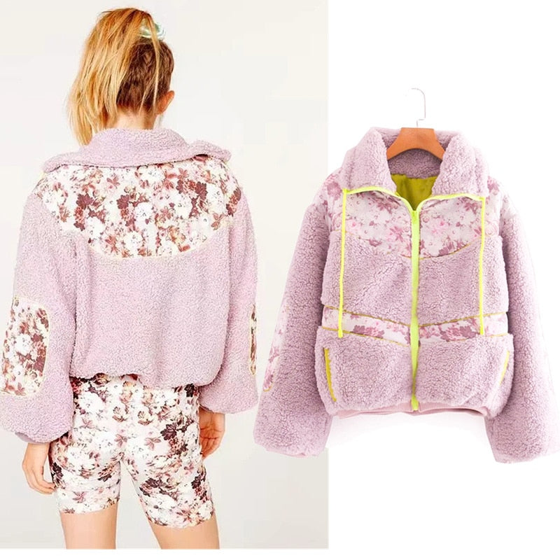 Winter Clothes Women Retro Small Broken Cotton Padded Coat New Splice Thick Warm Short Parkas Female Jacket