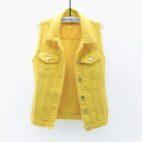 Womens Sleeveless Denim Jackets Autumn Jeans Coats Woman Slim Cotton Solid Denim Vest Sleeveless Waistcoat Ladies