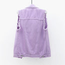 Womens Sleeveless Denim Jackets Autumn Jeans Coats Woman Slim Cotton Solid Denim Vest Sleeveless Waistcoat Ladies