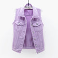 Womens Sleeveless Denim Jackets Autumn Jeans Coats Woman Slim Cotton Solid Denim Vest Sleeveless Waistcoat Ladies