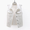 Womens Sleeveless Denim Jackets Autumn Jeans Coats Woman Slim Cotton Solid Denim Vest Sleeveless Waistcoat Ladies