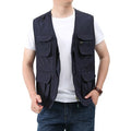 Summer Mens Classic Vests Breathable Multi Pocket Mesh Vest Sleeveless Jackets Man