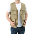Summer Mens Classic Vests Breathable Multi Pocket Mesh Vest Sleeveless Jackets Man