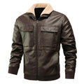 Men's Leather Jacket Winter Fleece Collar Windbreaker Leather Coats Men Slim Fit Faux Leather Motorcycle Jackets Clothing
