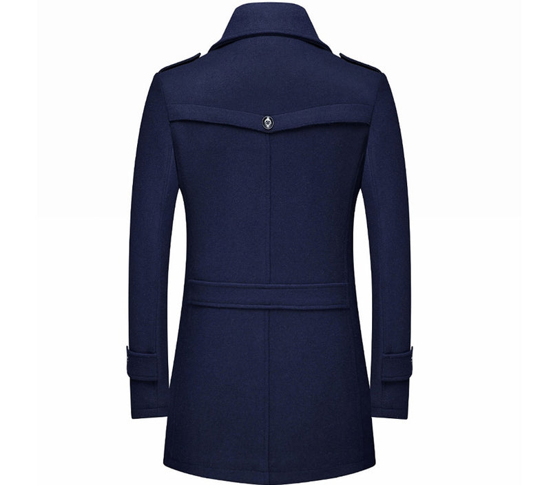 Winter Autumn Men's Wool Blends Coats Casual Thick Windproof Scarf Cotton Wool Long Jacket male Warm Business Jackets