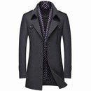 Hiver automne hommes laine mélanges manteaux décontracté épais coupe-vent écharpe coton laine longue veste mâle chaud affaires vestes