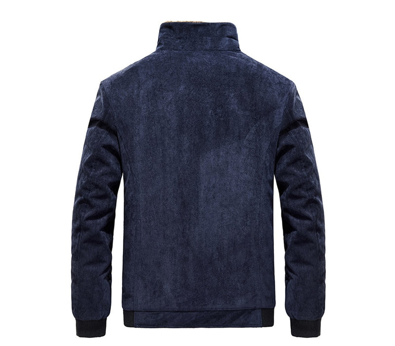 Winter Men's Bomber Jackets Casual Male Fur Collar Windbreaker Jacket Mens Fleece Warm Slim Corduroy Jackets Clothing