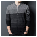 Autumn Winter Brand Knit Cardigan Zipper Oneck Striped Knit Sweater Mens Casual Coats Jacket Men Clothing