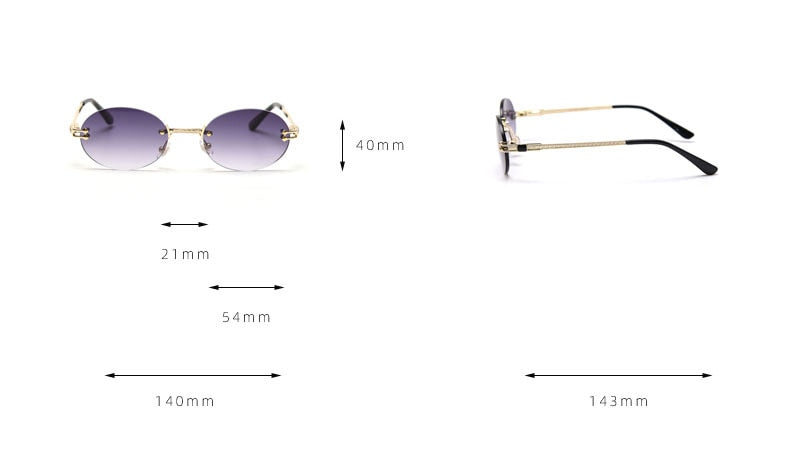 Rimless Round Sunglasses Men Women Oval Metal Frame Sunglasses Steampunk Retro Sun Glasses Women Luxury Eyewear Vintage