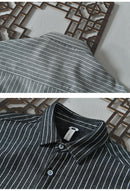 Men Winter Fleece Lined Warm Thick Classical Striped Shirts Male Long Sleeve Lapel Brushed Casual Retro Tops Clothing