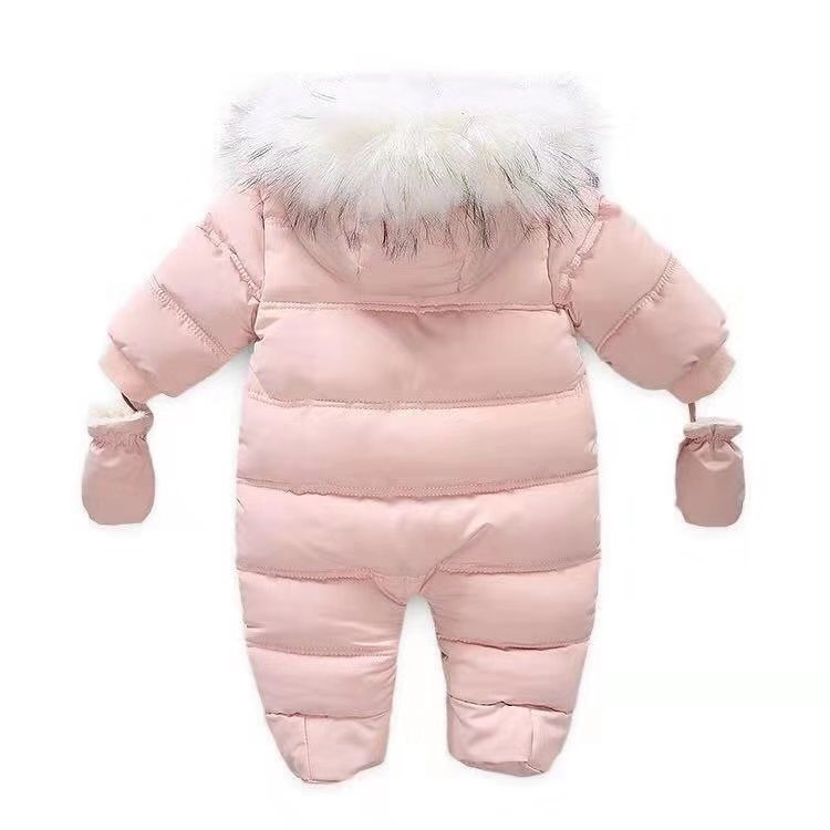 Thick Warm Infant Baby Jumpsuit Hooded Inside Fleece Boy Girl Winter Autumn Overalls Children Outerwear Kids Snowsuit