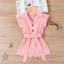 2-6 Years kids Girls Dresses Kids Summer short sleeve jumpsuit Cotton plain Clothes Girl Casual dress