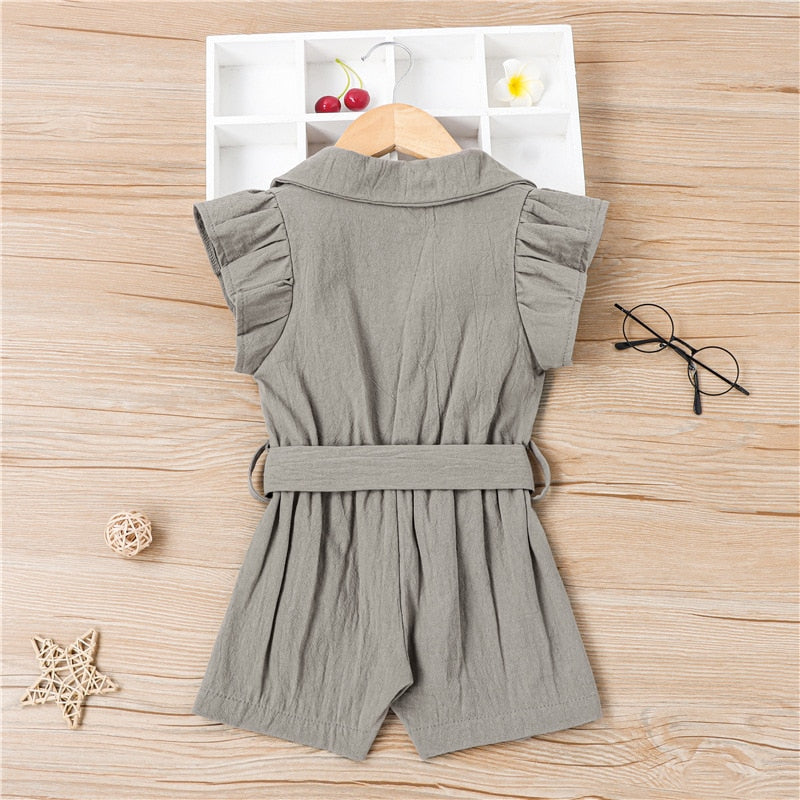 2-6 Years kids Girls Dresses Kids Summer short sleeve jumpsuit Cotton plain Clothes Girl Casual dress