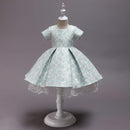 Pretty Satin Flower Lace Girls Short Sleeve Dresses Summer Kids Tutu Birthday Party Dress For Girls Prom Dresses for Girls