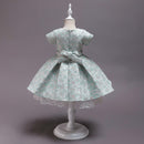 Pretty Satin Flower Lace Girls Short Sleeve Dresses Summer Kids Tutu Birthday Party Dress For Girls Prom Dresses for Girls