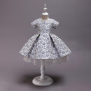 Pretty Satin Flower Lace Girls Short Sleeve Dresses Summer Kids Tutu Birthday Party Dress For Girls Prom Dresses for Girls