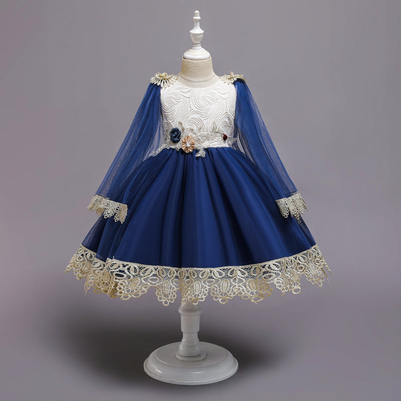 Flower Kids Dresses With Lace Shawl for Girls Wedding Party Princess Dresses Baby Girls First Dresses