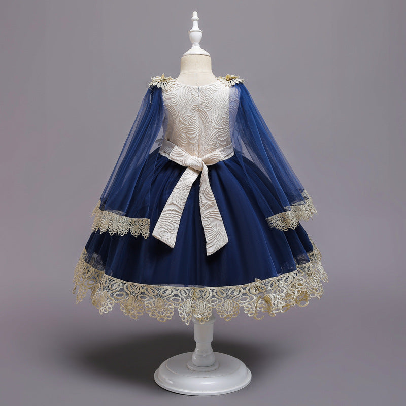 Flower Kids Dresses With Lace Shawl for Girls Wedding Party Princess Dresses Baby Girls First Dresses