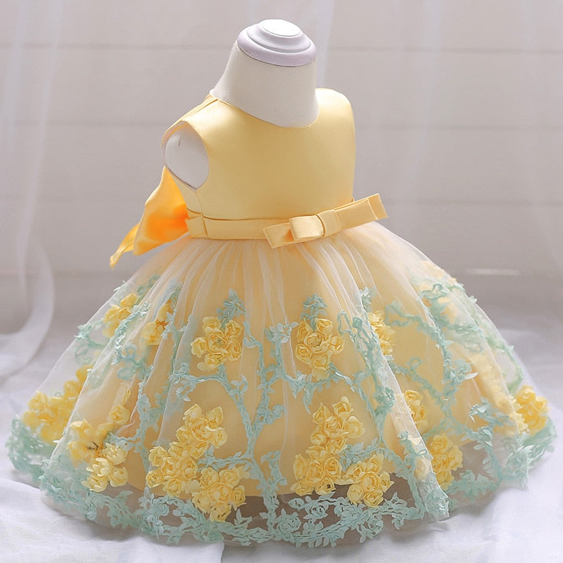 Fleur enfant en bas âge bébé fille infantile robe de princesse bébé fille robe de mariée dentelle enfants fête bébé pour 1 an anniversaire