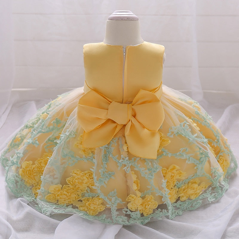 Fleur enfant en bas âge bébé fille infantile robe de princesse bébé fille robe de mariée dentelle enfants fête bébé pour 1 an anniversaire