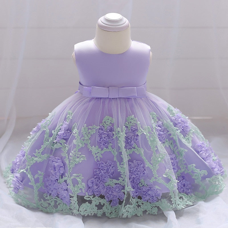 Fleur enfant en bas âge bébé fille infantile robe de princesse bébé fille robe de mariée dentelle enfants fête bébé pour 1 an anniversaire