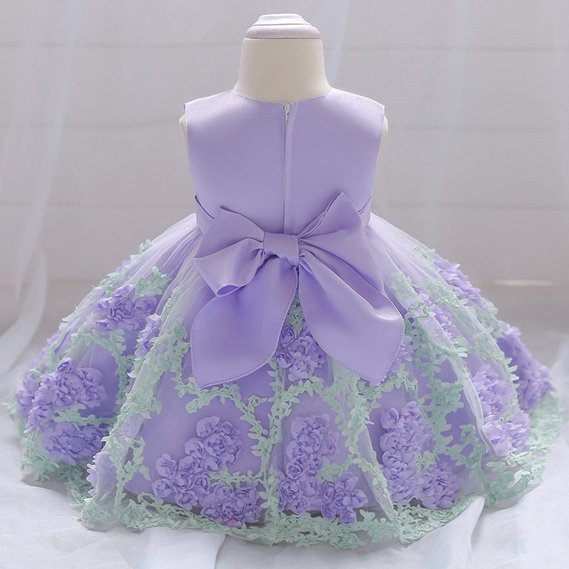 Fleur enfant en bas âge bébé fille infantile robe de princesse bébé fille robe de mariée dentelle enfants fête bébé pour 1 an anniversaire
