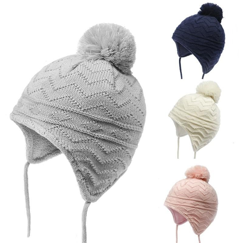 Winter Infant Baby Boy Girl Cotton Knitted Ear Protective Cap Warm Thick Baby Hats Children's Accessories