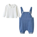Spring Autumn New Toddler Girl Boy Clothes Sets Baby Knitted Pants Set Long Sleeve T-shirt+knitted Overalls Newborn