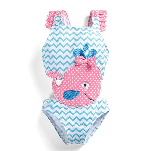 Baby Swimsuit Toddler Baby Gilrs Summer Swimwear Infant Kids Cute Whale Swimsuit Wetsuit Bath Suit For 1-7 Year