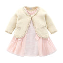 Princess Baby Girl Dresses Autumn Baby Dress Ball Gown Tulle Wedding Party Dress  + Plush Coat cardigan