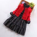 Girls clothing set New autumn winter Children long-sleeved sweater cotton coat+dress two-piece cardigan suit