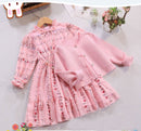 Girls clothing set New autumn winter Children long-sleeved sweater cotton coat+dress two-piece cardigan suit
