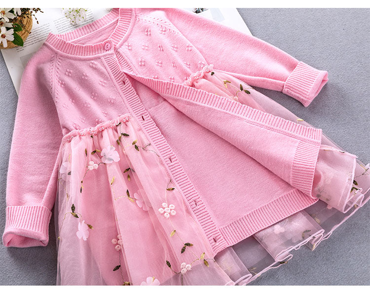 Girls Clothing Sets Autumn Winter Kids Long Sleeve pink blue red princess Suit for Girl Children Clothes size
