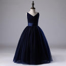 Elegant kids Dresses For Girls Formal Nary Blue A-line Dresses For Wedding Birthday Party Kids Clothing