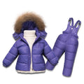 Ensemble de vêtements d'hiver pour garçons et filles, manteau en duvet de canard blanc + salopette, 2 pièces, vêtements de neige pour enfants, combinaison de Ski coupe-vent