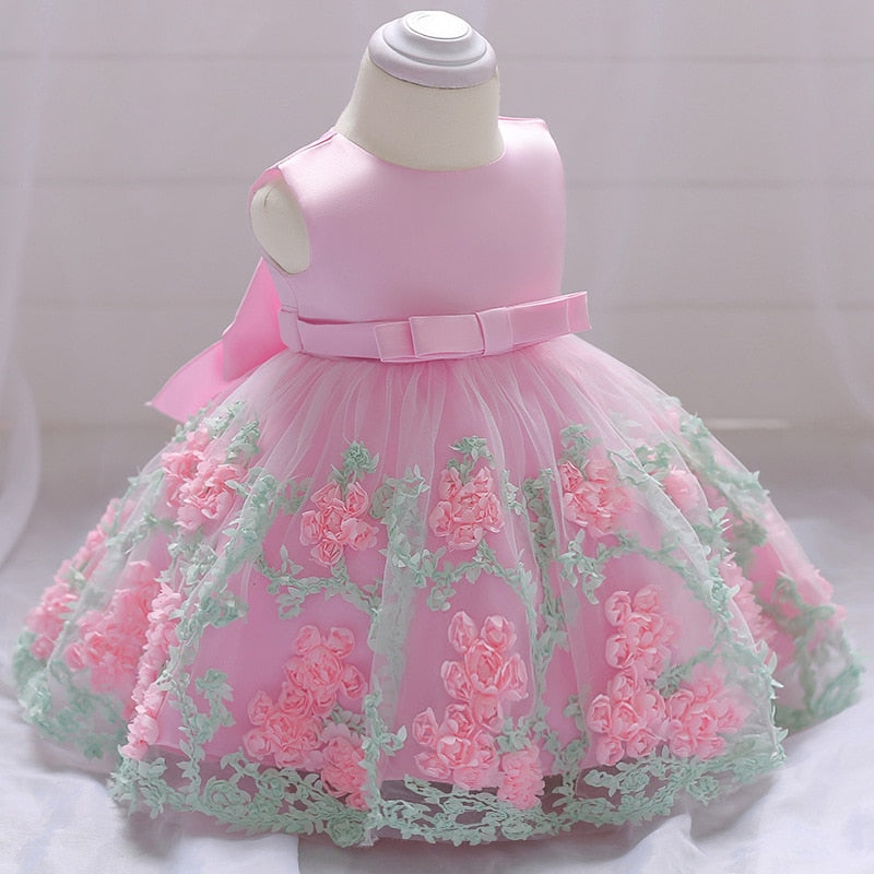 Fleur enfant en bas âge bébé fille infantile robe de princesse bébé fille robe de mariée dentelle enfants fête bébé pour 1 an anniversaire