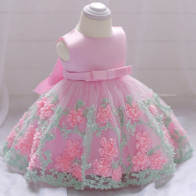 Fleur enfant en bas âge bébé fille infantile robe de princesse bébé fille robe de mariée dentelle enfants fête bébé pour 1 an anniversaire