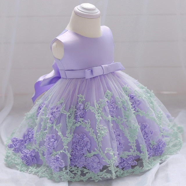 Fleur enfant en bas âge bébé fille infantile robe de princesse bébé fille robe de mariée dentelle enfants fête bébé pour 1 an anniversaire