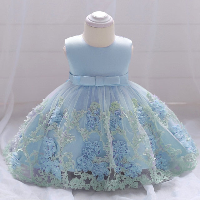 Fleur enfant en bas âge bébé fille infantile robe de princesse bébé fille robe de mariée dentelle enfants fête bébé pour 1 an anniversaire