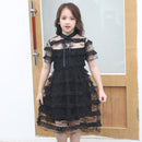 Teens Girls Dresses Summer Kids Black Short sleeve Dress For Girls Clothing