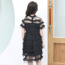 Teens Girls Dresses Summer Kids Black Short sleeve Dress For Girls Clothing